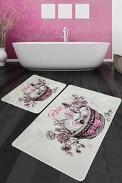 Mjölnir Djt Juego de Alfombras de Baño de Lujo 100% Poliéster Antideslizante y Lavable a Máquina Set 2 Piezas 60x100cm y 50x60cm 10mm